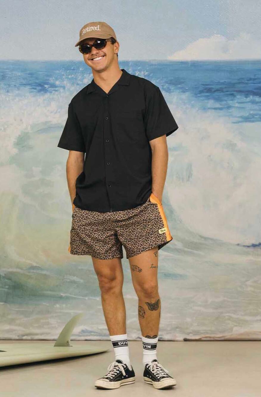 Duvin Desert Leopard Swim Shorts Men's XL 5" Inseam